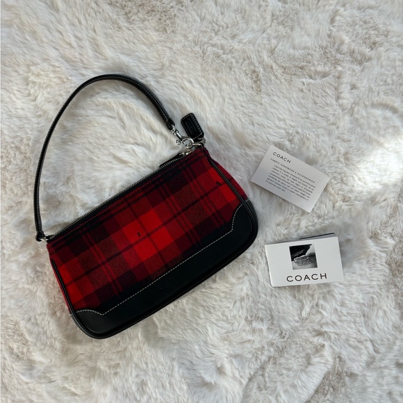 Coach Handbags - Coach - Red Tartan Plaid Wool and Leather Demi Hampton Mini Bag
